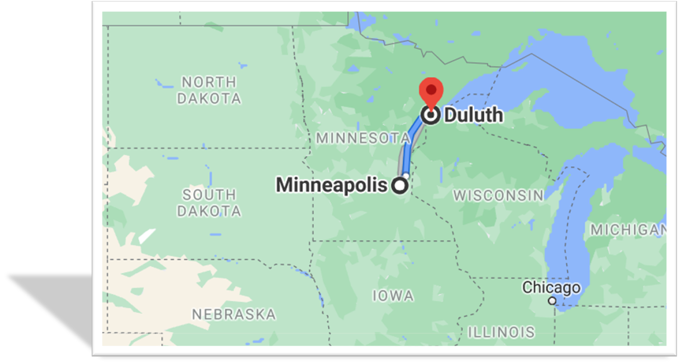 Minneapolis to Duluth MN Google Map aspen limousine service