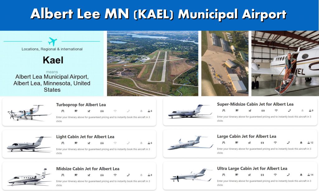 Albert Lee MN KAEL Municipal Airport Jet Charter Services Photo Montage