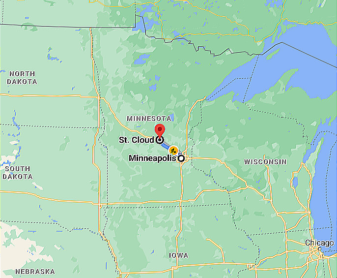 Google St. Cloud MN to Minneapolis MN Google Maps Image