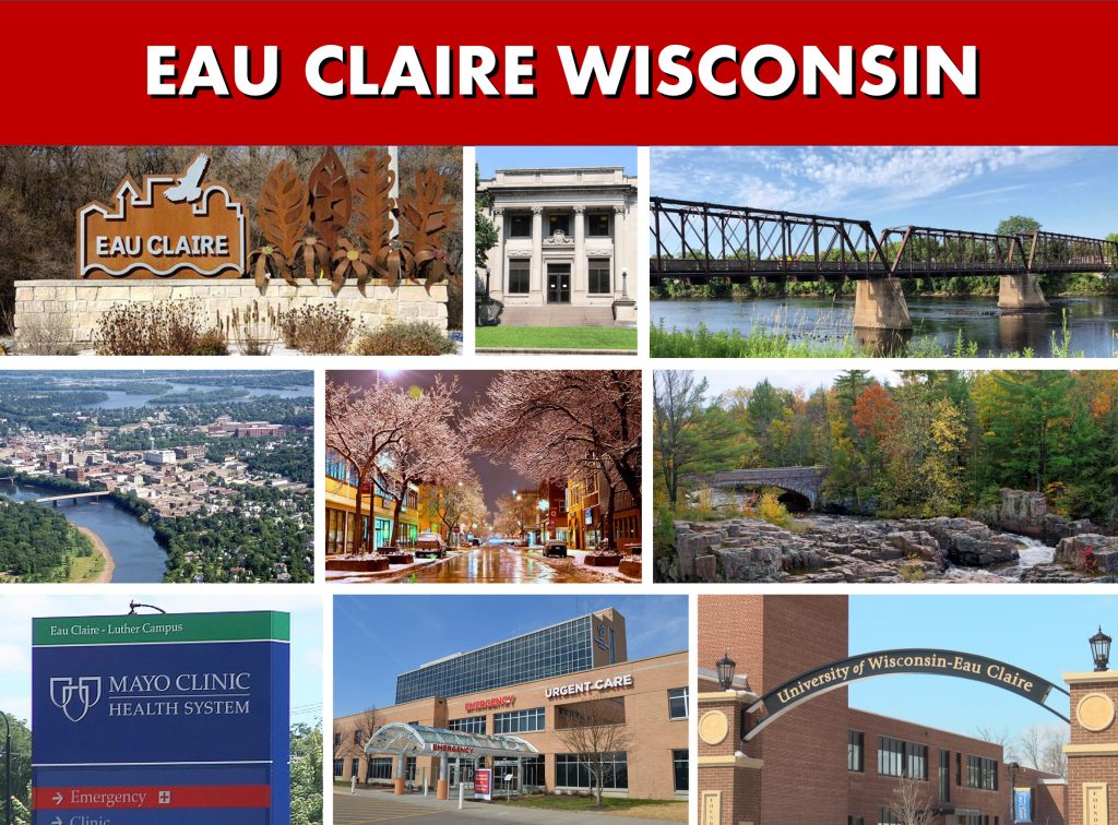 Eau Claire WI Wisconsin Website Page Banner City Photo Montage
