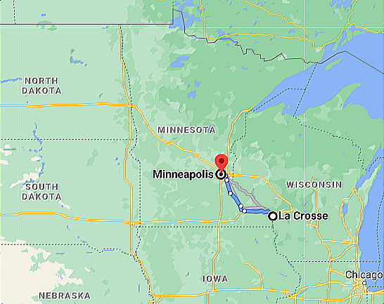 Map Minneapolis to La Crosse WI Google Map