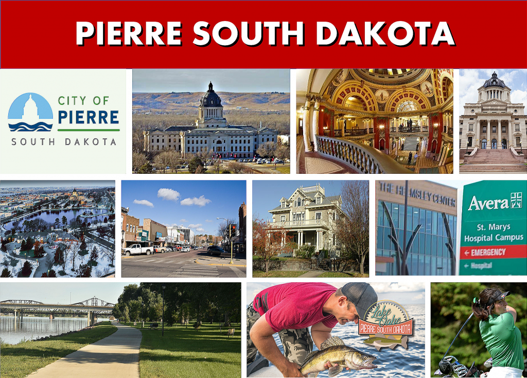 Pierre SD South Dakota - City Photo Montage - Website Page Photo Banner - Transportation Services Between Minneapolis MN and Pierre SD