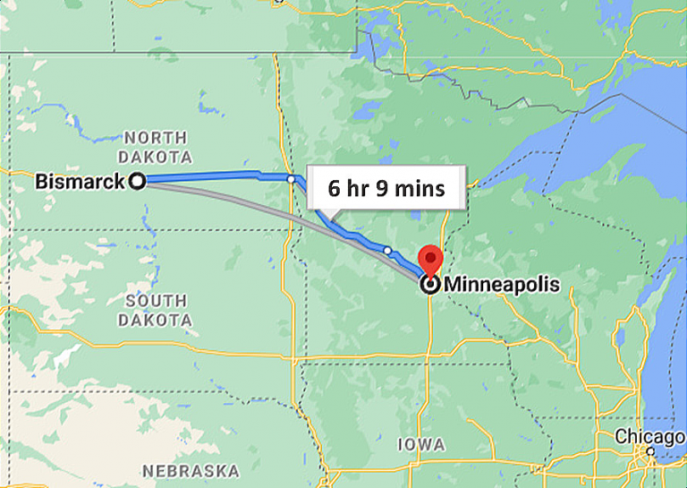Bismarck to Minneapolis and Minneapolis to Bismarck Private Car