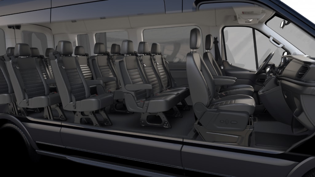 Aspen Limo Minneapols Ford 2020 Transit Van Interior Passenger Seating Sideview