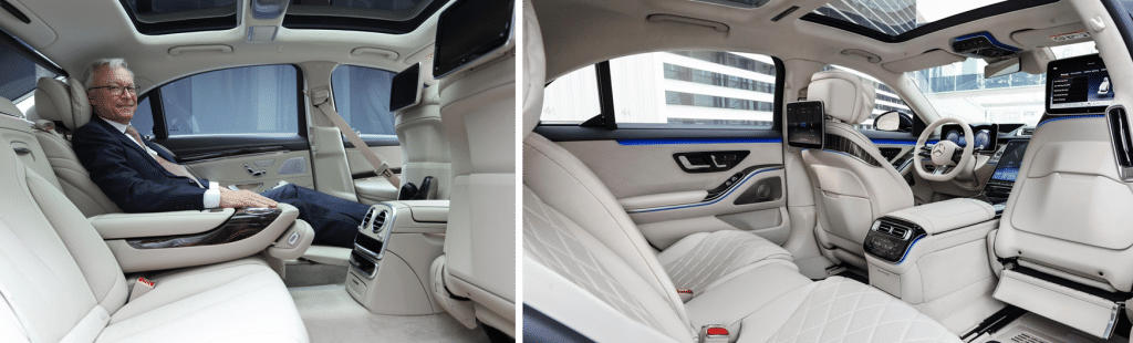 Mercedes S580 Sedan Photo Exterior Dark Blue - Interior White Aspen Limo Chauffeur Minnesota Minneapolis St Paul